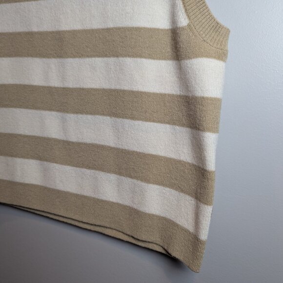 LEVI'S WOMEN'S SIZE L TAN AND WHITE STRIPED SWEATER TANK - Picture 3 of 4